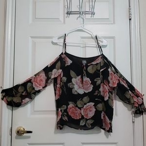 NY&Co. Soho Jean's cold shoulder floral top